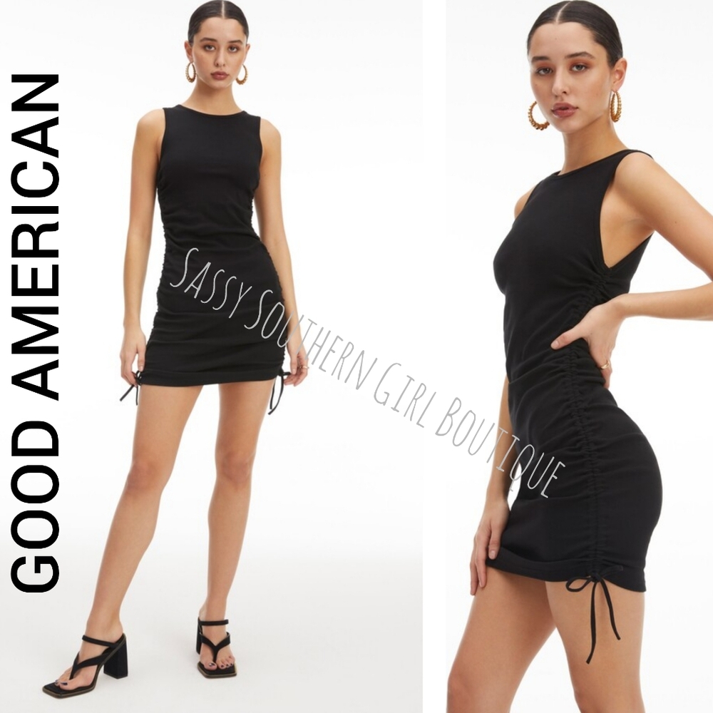 ⭐🆕 GOOD AMERICAN Black Drawstring Dress